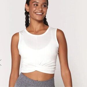 SPIRITUAL GANGSTER Women Muse Twist Front Tank Top Sz L White Sleeveless 64-6